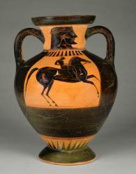 Athenian Attic black-figure amphora with naked rider, c.570-60 (terracotta) | Obraz na stenu