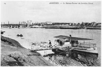 Asnieres, the ferry at Levallois-Perret, c.1900 (b/w photo) | Obraz na stenu