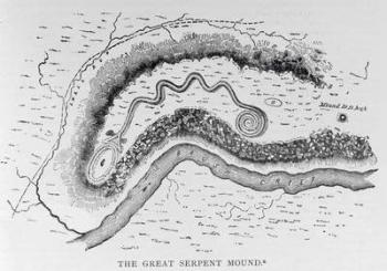 The Great Serpent Mound, near Locust Grove, Ohio, 2nd century BC, from 'Narrative and Critical History of America', pub. in 1889 (engraving) | Obraz na stenu