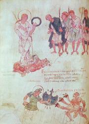 Fol.15.083 from the Psychomachia by Prudentius (vellum) | Obraz na stenu