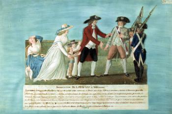 The Arrest of Louis XVI and his family at Varennes, 21 June, 1791 (gouache on paper) | Obraz na stenu