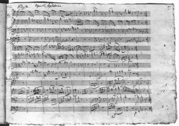 Trio in G major for violin, harpsichord and violoncello (K 496) 1786 (13th page) (pen & ink on paper) (b/w photo) | Obraz na stenu