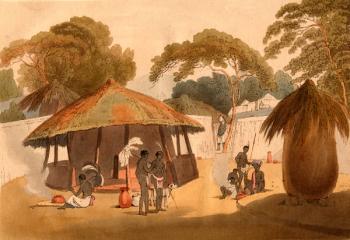 Booshuana Village, Southern Africa village. Drawn by W. Alexander 1806, engraved by T. Medland. | Obraz na stenu