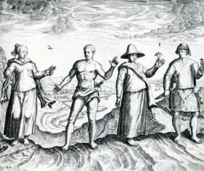 Two men and Two women from 'India Orientalis', 1598 (engraving) | Obraz na stenu