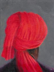 Red Turban on Grey, 2014 (oil on canvas) | Obraz na stenu