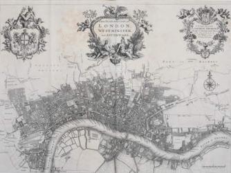 A New Plan of the City of London, Westminster and Southwark, in 'A Survey of the Cities of London and Westminster', printed by A. Churchill, J. Knapton, R. Knaplock, et al, 1720 (engraving) | Obraz na stenu