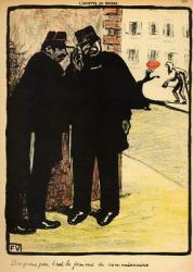 Two policemen hide from the Commissioner's wife, from 'Crimes and Punishments', special edition of 'L'Assiette au Beurre', 1st March 1902 (colour litho) | Obraz na stenu