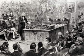 The House of Commons on Thursday April 8th: The Debate on the Government of Ireland, from 'The Illustrated London News', 17th April 1886 (engraving) | Obraz na stenu