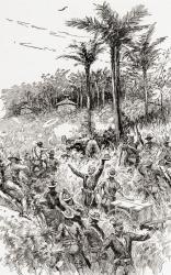 The Battle of Las Guasimas, Cuba, June 24, 1898, the first land engagement of the SpanishAmerican War. From The History of Our Country, published 1900 | Obraz na stenu