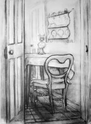 The Cottage Kitchen,1975 (charcoal) | Obraz na stenu