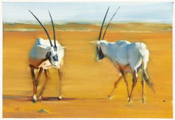 Circling Arabian Oryx, 2010 (oil on paper) | Obraz na stenu