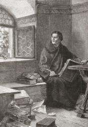 Martin Luther translating the bible at Wartburg Castle, Germany in 1521. From Pictures from the German Fatherland published c.1880. | Obraz na stenu