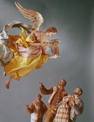 Angel and shepherds, from the Christmas Creche and tree (terracotta & cloth) | Obraz na stenu