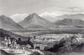 Cabul from the Bala Hissar, engraved by J. Stephenson, c.1870 (engraving) | Obraz na stenu