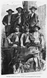 Coal Miners of Le Creusot during the Second Empire, illustration from 'Les Grandes Usines' by Julien Turgan, c.1880 (engraving) (b/w photo) | Obraz na stenu