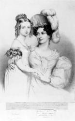 Queen Victoria and her mother Princess Victoria, Duchess of Kent and Strathearn, engraved by Richard James Lane, 1834 (engraving) | Obraz na stenu
