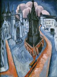 The Red Tower in Halle, 1915 (oil on canvas) | Obraz na stenu