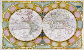 A New and Correct Map of the World, 1770-97 (coloured engraving) | Obraz na stenu