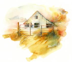 Barn in Pleasant Hill 1, 2016, (watercolor) | Obraz na stenu