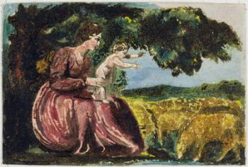 Spring, from 'Songs of Innocence', 1789 (coloure-printed relief etching with w/c on paper) | Obraz na stenu
