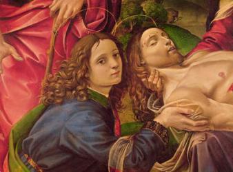 The Lamentation of Christ, detail of the head of Christ and St. John the Baptist (oil on panel) (detail of 285192) | Obraz na stenu