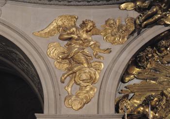 Louis XIV style angel, from the arch on the left of the High Altar in the Chapel (gilded bronze) | Obraz na stenu
