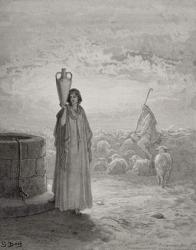 Jacob Keeping Laban's Flock, illustration from Dore's 'The Holy Bible', engraved by Pannemaker, 1866 (engraving) | Obraz na stenu
