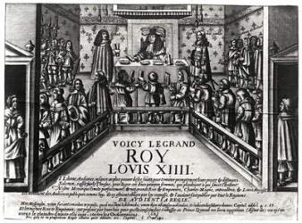 Louis XIV (1638-1715) administering justice (xylograph) (b/w photo) | Obraz na stenu