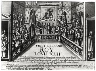 Louis XIV (1638-1715) administering justice (xylograph) (b/w photo) | Obraz na stenu