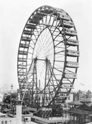 The ferris wheel at the World's Columbian Exposition of 1893 in Chicago (b/w photo) | Obraz na stenu