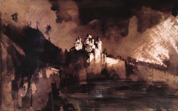 Castle (pen, ink, wash & gouache on paper) | Obraz na stenu