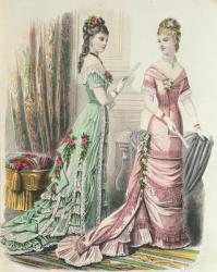 Paris fashion, from 'Journal des Demoiselles' published Dupuy Paris, 1878 (colour litho) | Obraz na stenu