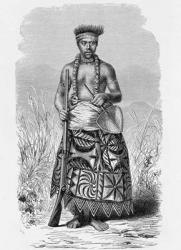 Samoan warrior in tapa clothing, from 'The History of Mankind', Vol.1, by Prof. Friedrich Ratzel, 1896 (engraving) | Obraz na stenu