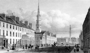 George Street, St. Andrew's Church and Lord Melville's Monument, Edinburgh, engraved by Thomas Barber, c.1830 (engraving) | Obraz na stenu