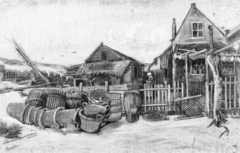 The fish drying barn at Scheveningen, c.1882 (pencil on paper) (b/w photo) | Obraz na stenu