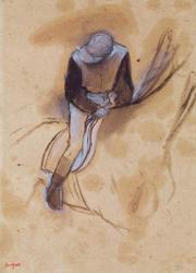 Jockey flexed forward standing in the saddle, 1860-90 (pastel & charcoal on paper) | Obraz na stenu