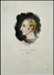Portrait of Claude Henri de Rouvroy, Count Saint-Simon (1760-1825) made shortly after his death, 1825 (colour litho) | Obraz na stenu