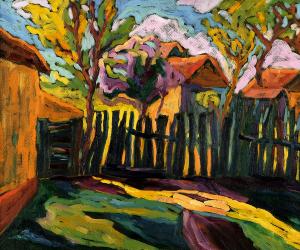 Sunny Courtyard (oil on board) | Obraz na stenu