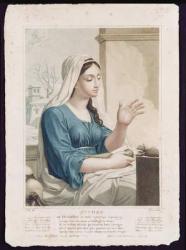 Nivose (December/January), fourth month of the Republican Calendar, engraved by Tresca, c.1794 (coloured engraving) | Obraz na stenu