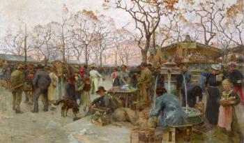 The Parisian Bird Market (oil on canvas) | Obraz na stenu