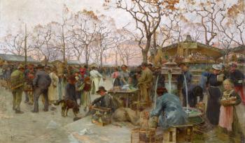 The Parisian Bird Market (oil on canvas) | Obraz na stenu