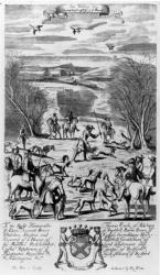 Fox Hunting, from 'The Gentleman's Recreation' published by Richard Blome, 1686 (engraving) | Obraz na stenu