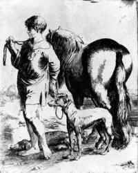Boy with a Horse and Two Dogs, c.1597-1610 (etching) | Obraz na stenu