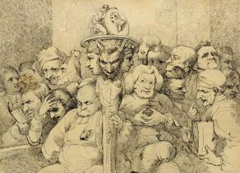 Literary Characters Assembled Around the Medallion of Shakespeare, 1776 (pen and black in on paper) | Obraz na stenu