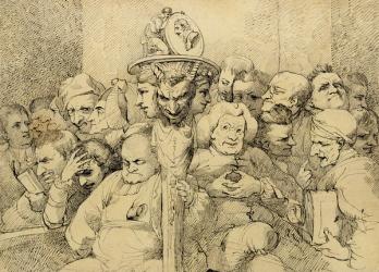 Literary Characters Assembled Around the Medallion of Shakespeare, 1776 (pen and black in on paper) | Obraz na stenu