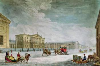 View of the Imperial Bank and the Shops at St. Petersburg (coloured engraving) (see also 87474) | Obraz na stenu