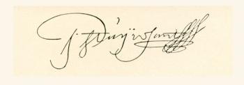 Signature of Peter Stuyvesant, c.?1612  1672, aka Petrus. Last Dutch Director-General of the colony of New Netherland from 1647 until it was ceded provisionally to the English in 1664, after which it was renamed New York. From The History of Our Country, | Obraz na stenu