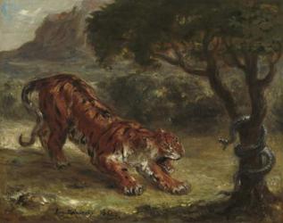 Tiger and Snake, 1862 (oil on canvas) | Obraz na stenu