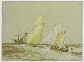 Shipping, c.1828-30 (pen, brush & brown ink, bodycolour and graphite on blue paper) | Obraz na stenu