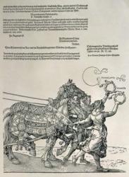 Triumphal Chariot of Emperor Maximilian I, Emperor of Germany (1459-1519): detail of the horse teams, guided by two Virtues, Diligence and Endeavour, pub. c.1518 (woodcut) | Obraz na stenu